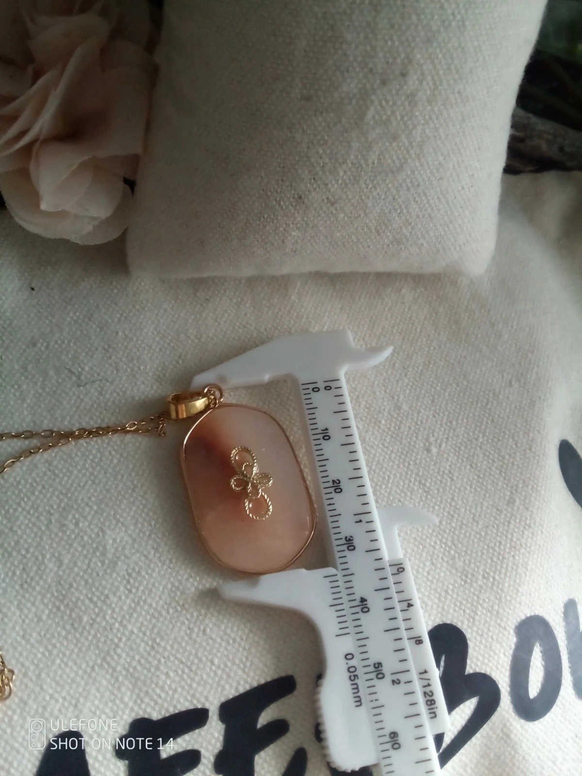 Collar de piedra natural de luna rosa anaranjada – photo 3